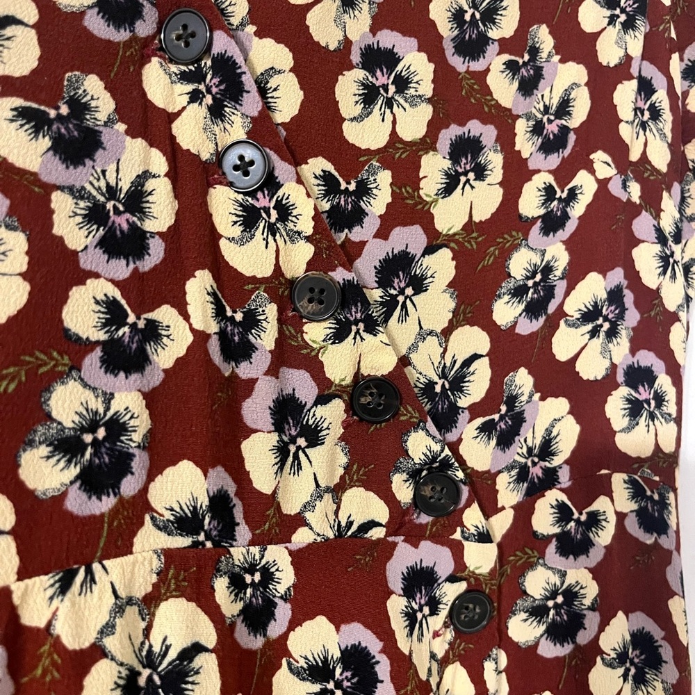 Madewell Floral Mini Dress in Brown and Cream - Picture 6 of 7